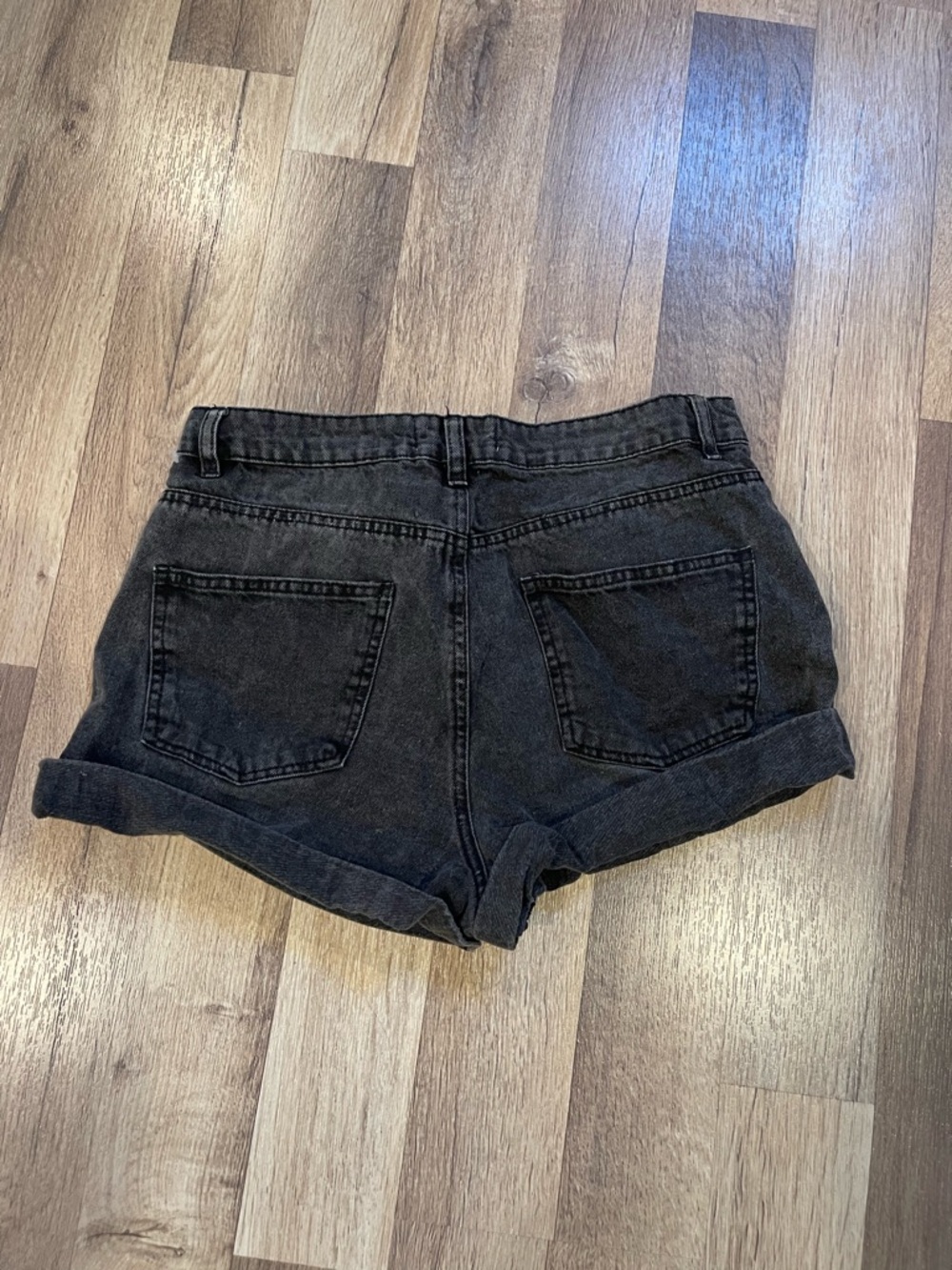 Mom refuge Washed Black High-Rise Rolled Hem Jean Shorts - Picture 2 of 4